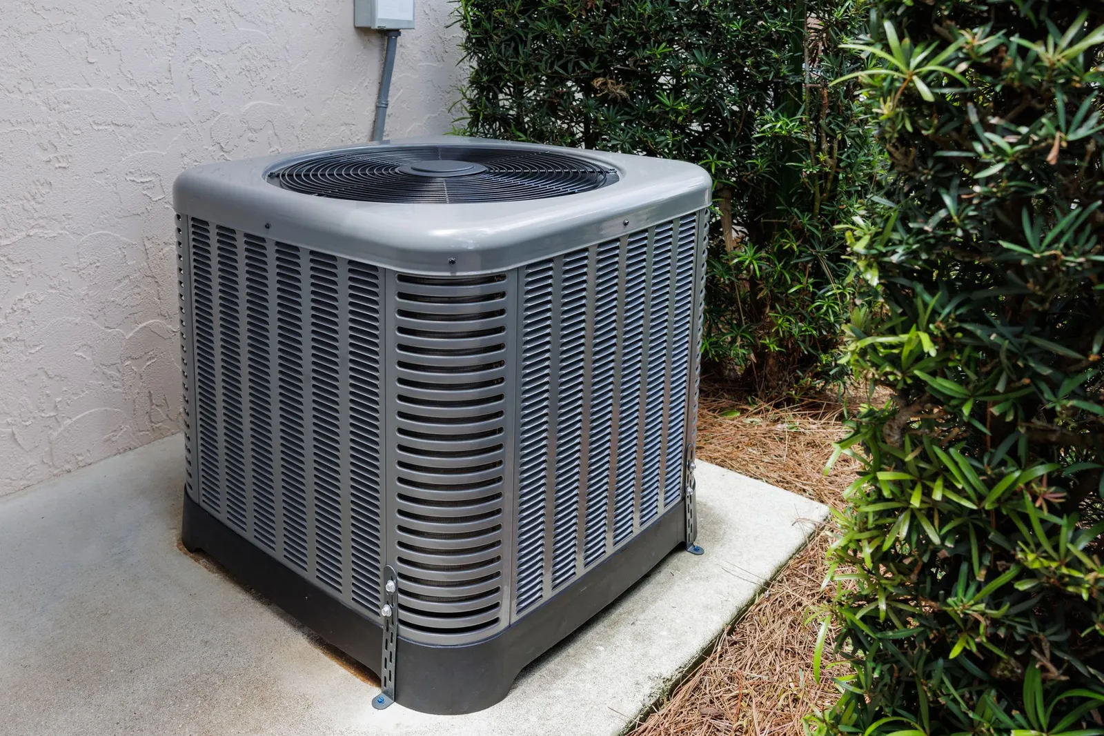 Air conditioner condenser running at a Tuscaloosa, Alabama home